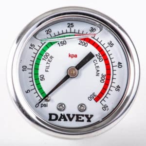 Davey pressure gauge for filters against a white background.