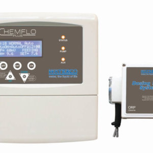 White Chemflo plus chemical automatic dosing system against a white background.