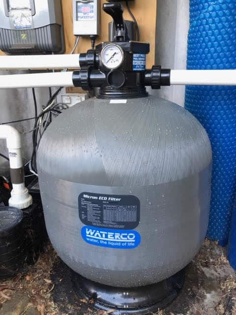 Waterco sand filter installation.