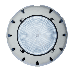 White Waterco LED pool light against a white background.