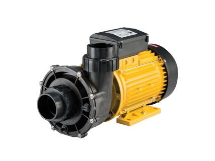 Black and yellow booster pump against a white background.