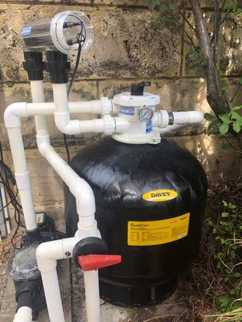 Davey sand filter with Chloromatic cell installation.