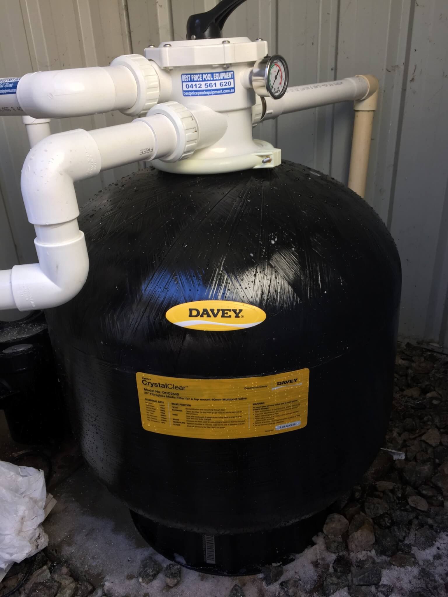 Installation of Davey DCC2540, 25 inch sand filter in Munster this
