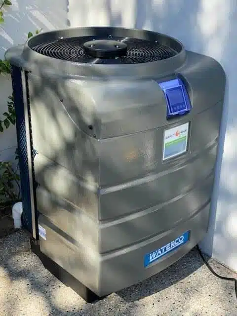 Waterco Electroheat ECO-V Inverter pool heat pump side view.