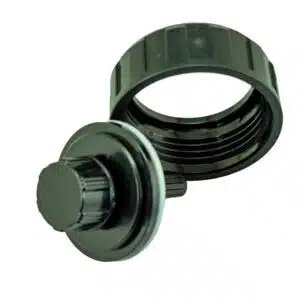 Astral pool pump drain plug assembly with O-ring seal and threaded locking collar